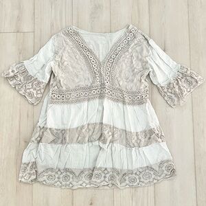 Vintage Italian Cotton Blend Tiered Smock Dress | Best Fits a Size Small